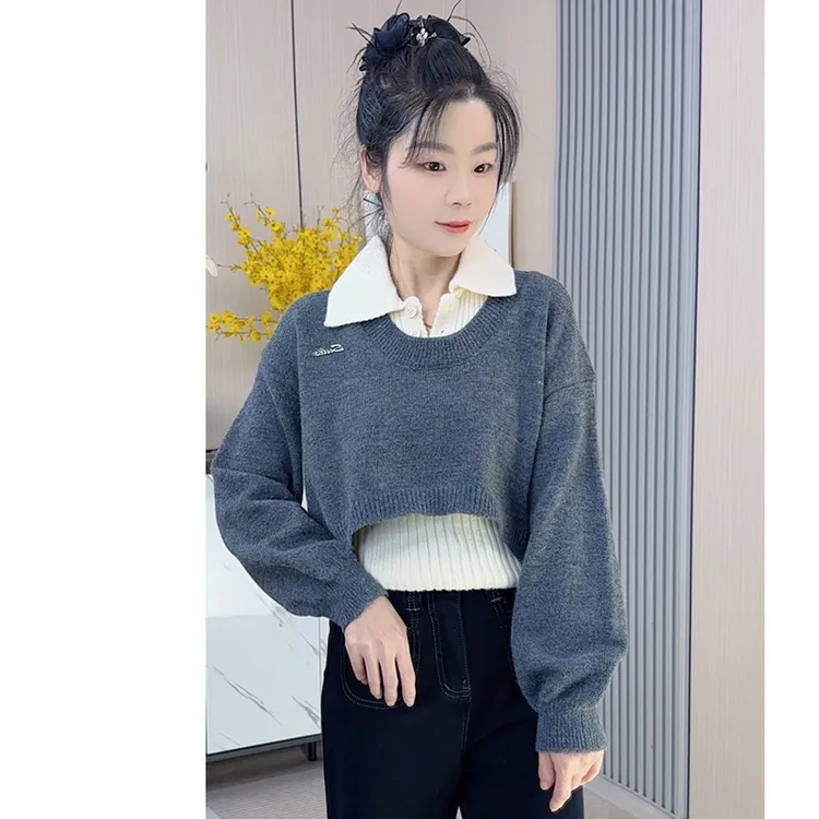 【小个子定制】2025春秋新款两件套毛衣外套女显瘦时髦百搭针织衫
