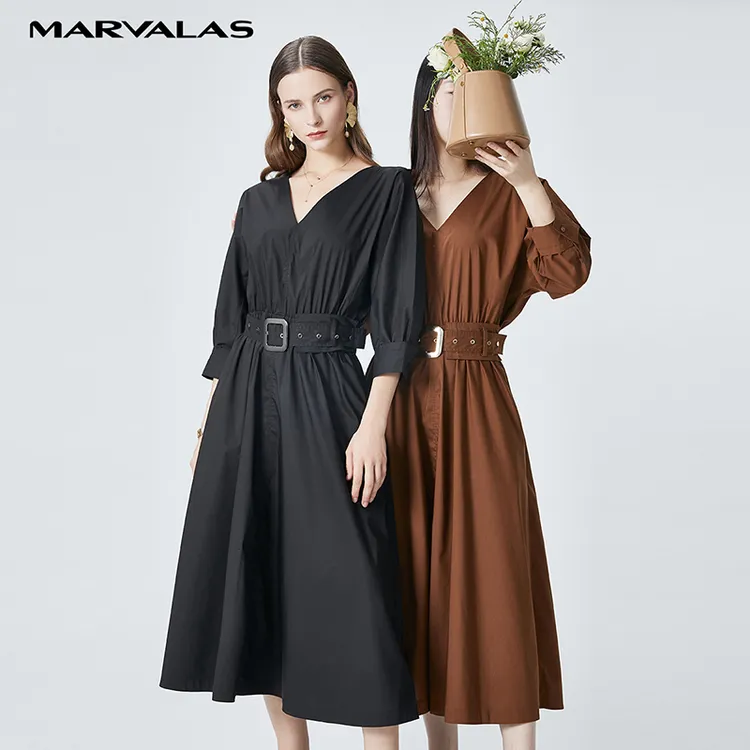 【曼德诗】纯色气质高级时尚穿搭感连衣裙520056-92023