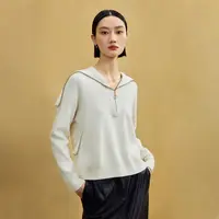 【九月专属】M733302140时尚拉链式大翻领针织衫女慵懒羊绒衫