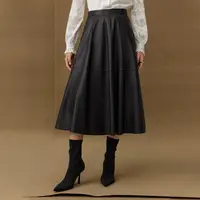 【陈大可】气质高腰半身裙潮流时尚皮质中长款伞裙MC209309073