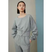 【九月专属】圆领卫衣女2023冬季套头简约纯色长袖短款时尚上