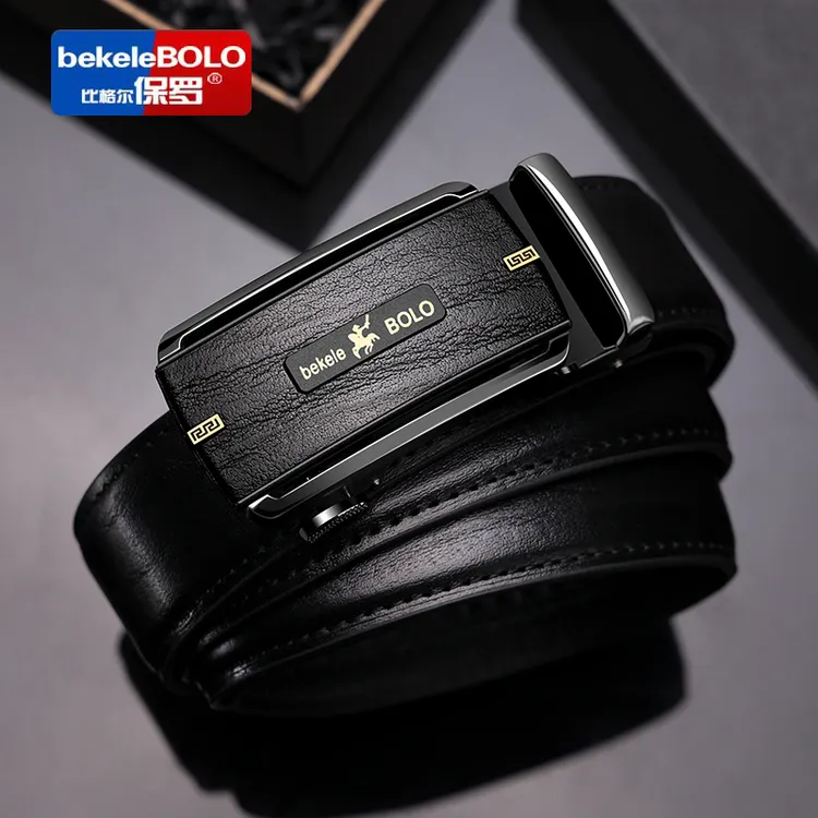 比格尔保罗皮带真皮自动扣休闲潮流年轻人男士中青年高档裤腰带