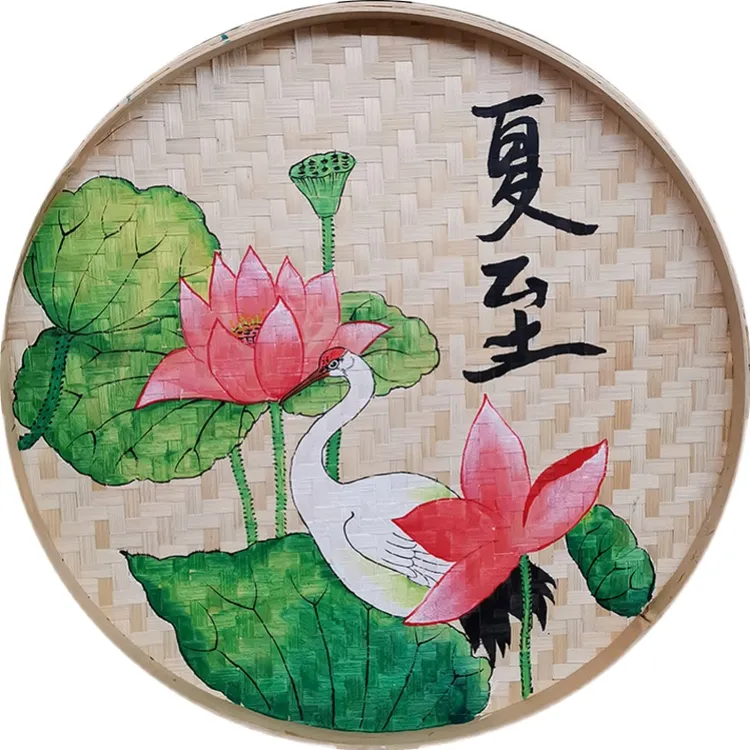 二十四节气簸箕画创意簸箕手绘画竹子农家乐装饰墙饰挂饰竹编复古