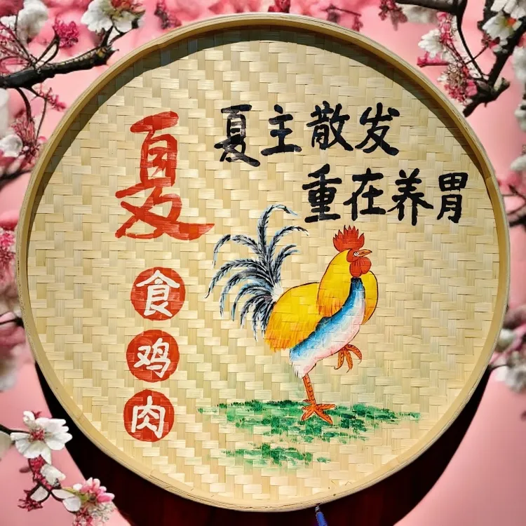 手绘竹编画簸箕画餐厅竹编制品农家乐饭店创意装饰米筛墙壁画挂画