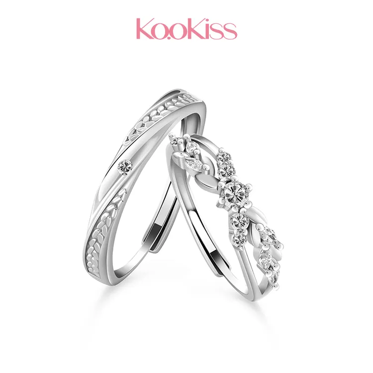 925银戒指 KOOKISS 麦向幸福情侣对戒发光轻奢小众高级感可调节