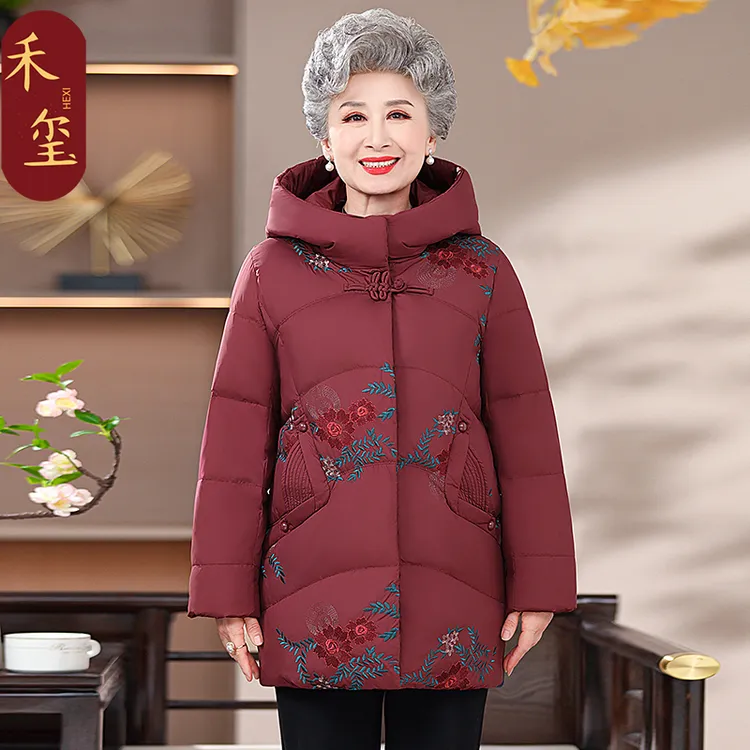 高贵上档次新款中老年人羽绒棉服洋气妈妈加厚奶奶外套衣服妈妈装