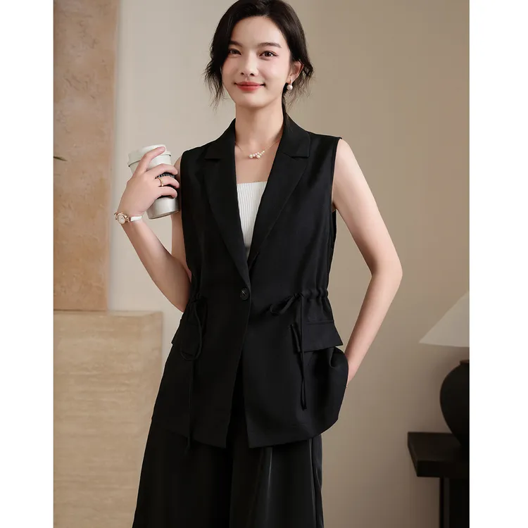 尚静气质收腰西装马夹外套2025夏季新款时尚休闲百搭通勤女士马甲