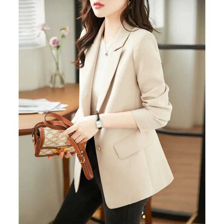 尚静经典纯色通勤小西装外套2024秋季新款时尚休闲气质职业西服