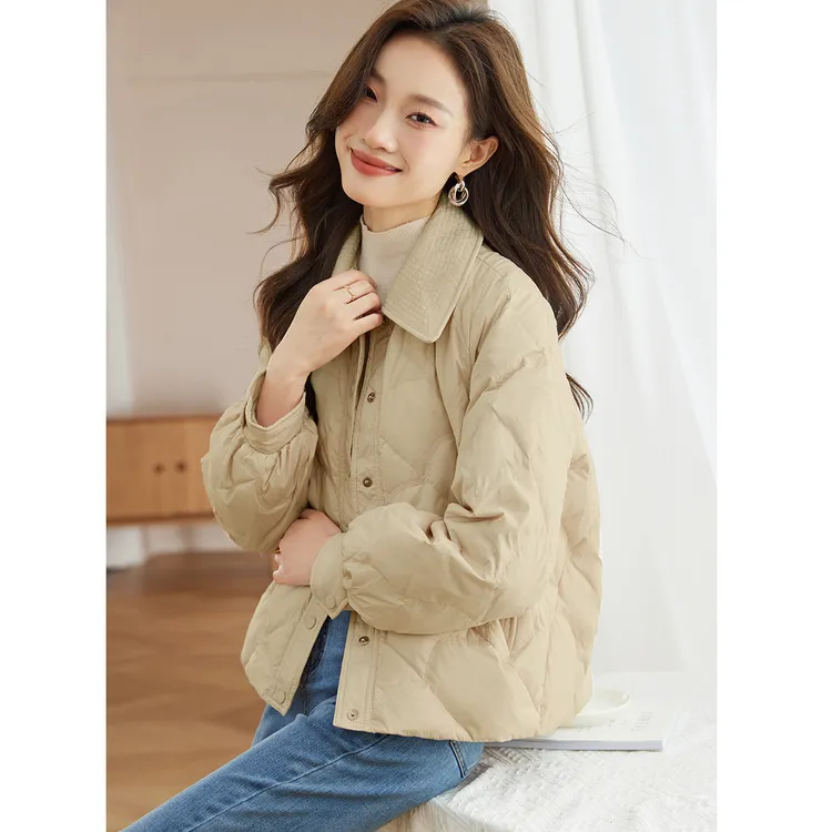 尚静通勤风90白鸭绒防风保暖轻薄羽绒服2025冬季新款时尚休闲显瘦