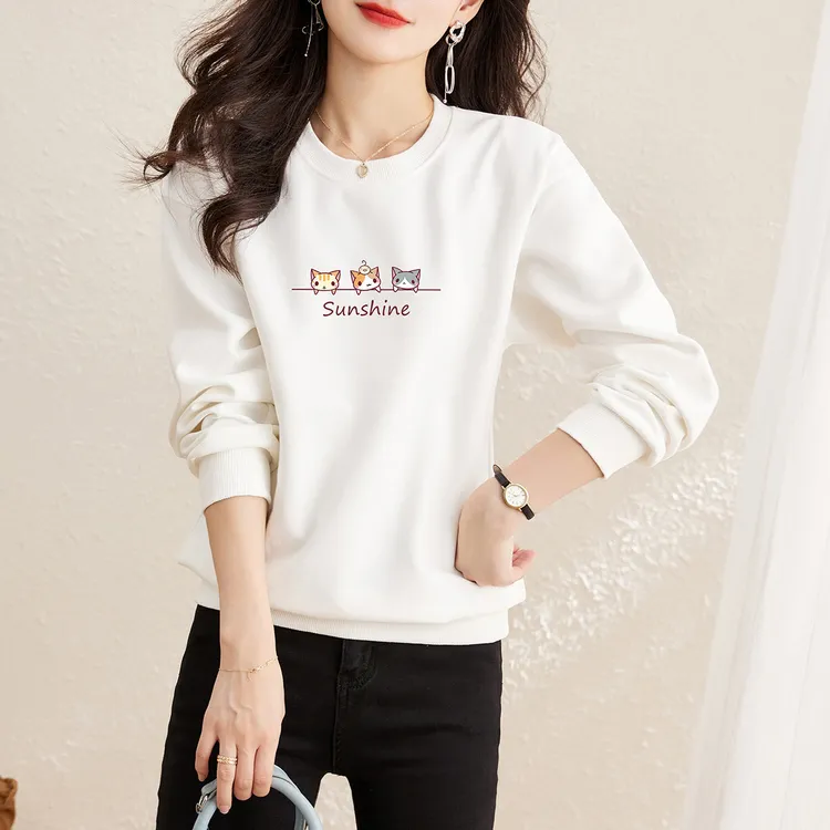 尚静可爱植物印花卫衣2025春季新款时尚减龄休闲通勤百搭舒适长袖