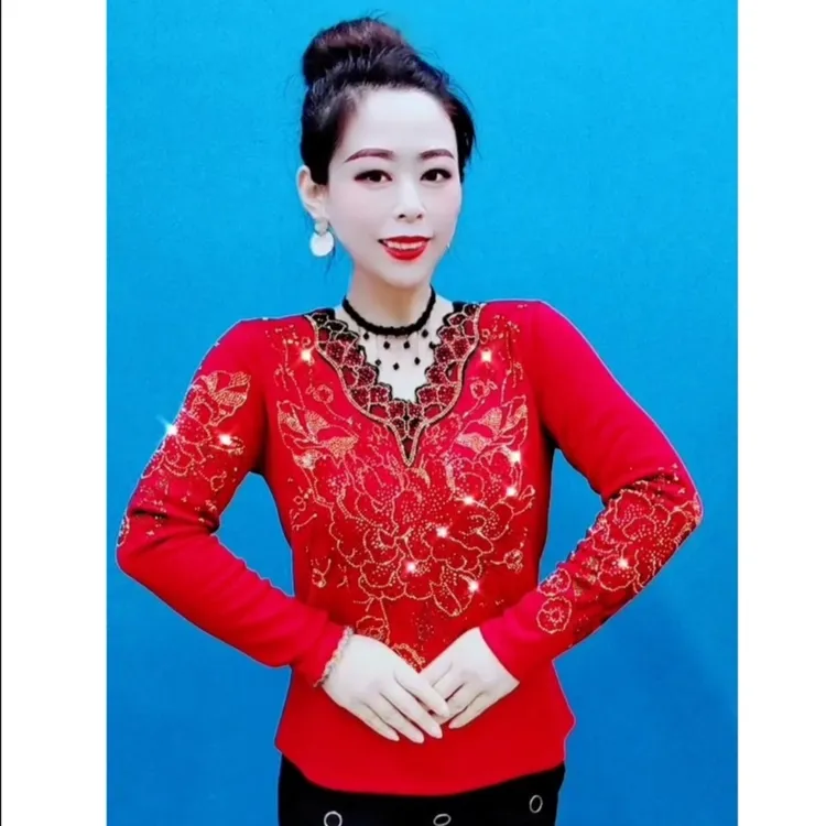 秋冬新款707大码中老年修身显瘦打底衫复古网红百搭妈妈装