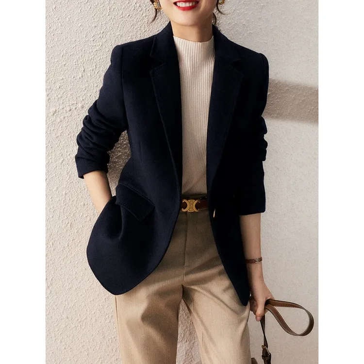 毛呢小西装外套女高级感职业女装2023年春秋季新款欧货小香风西服