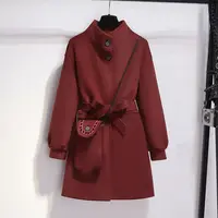 2024秋冬新款高级感毛呢风衣时尚立领大衣显瘦女士外套1030长77