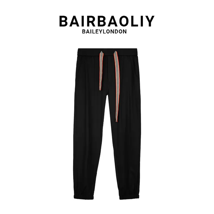 BAIRBAOLIY夏季薄款时尚休闲纯色潮流百搭舒适直筒男士休闲长裤