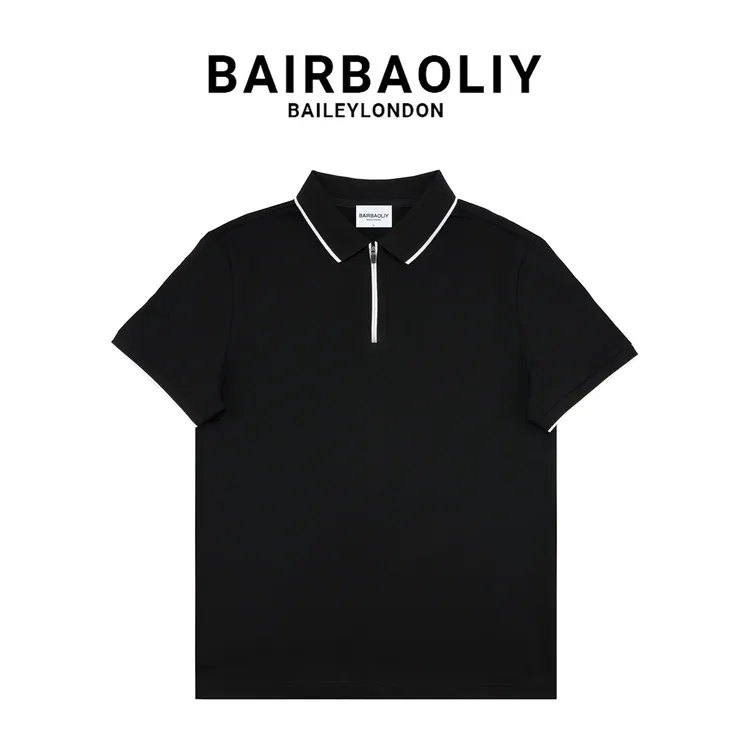 BAIRBAOLIY潮流帅气时尚百搭短袖T恤男休闲透气拉链款翻领POLO衫