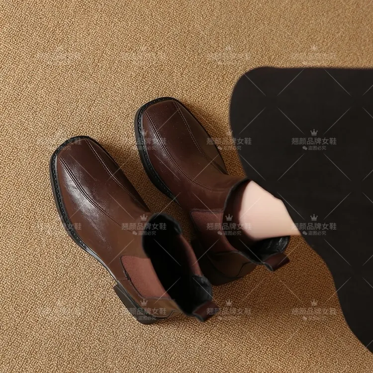 【品牌力荐】2025秋季新款时尚气质百搭短筒短靴切尔西瘦瘦靴1288