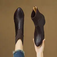 【翘颜品牌】简约切尔西瘦瘦时尚短靴子爆款高跟短靴高级感牛L5371
