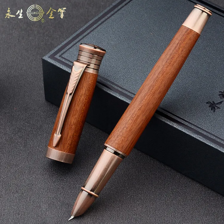 永生红檀实木钢笔手工打磨笔尖书法钢笔弯尖钢笔专业匠心书写