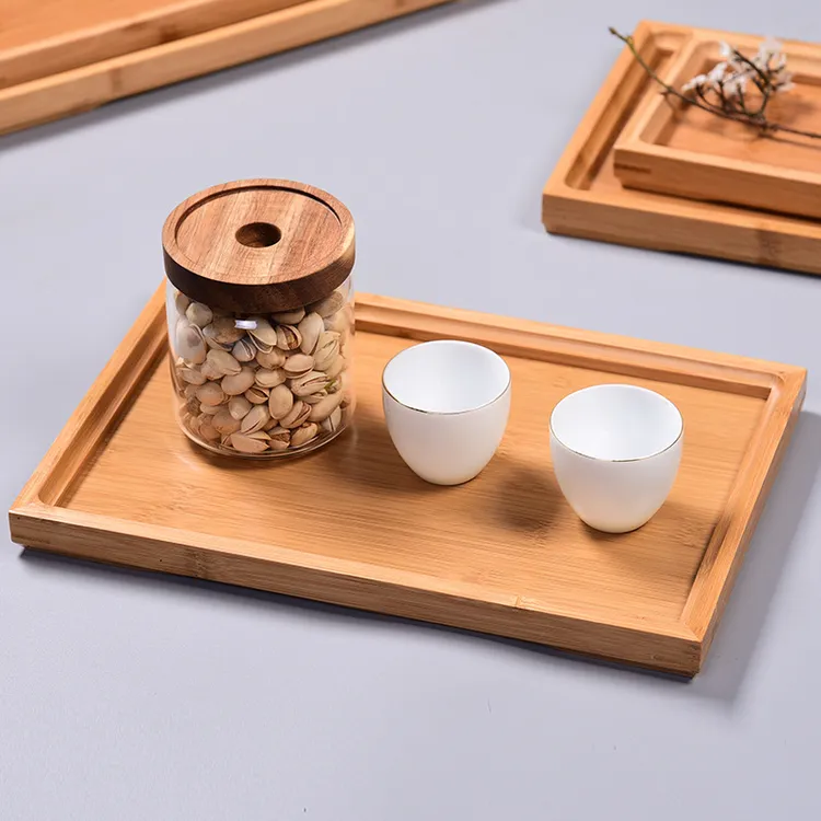 竹质烧烤托盘长方形家用竹制提手盘子酒店茶盘水杯盘上菜竹木盘子