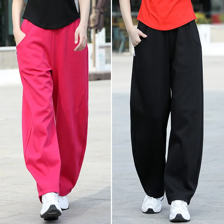 广场舞裤子新款运动健身休闲运动宽松阔腿长裤直筒跳操灯笼香蕉裤