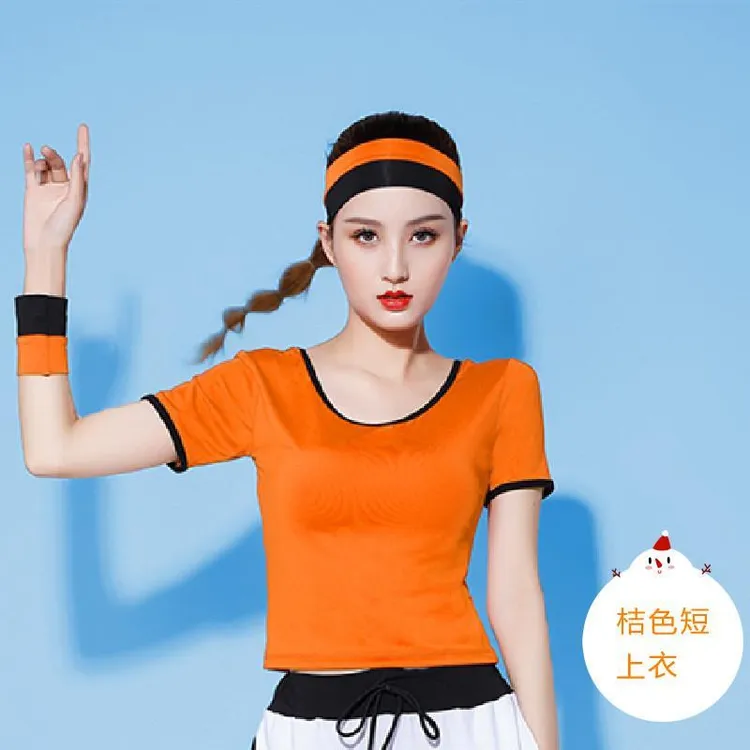 2020广场舞服装夏季新款跳健身操运动瑜伽服短袖速干裤两件套单拍