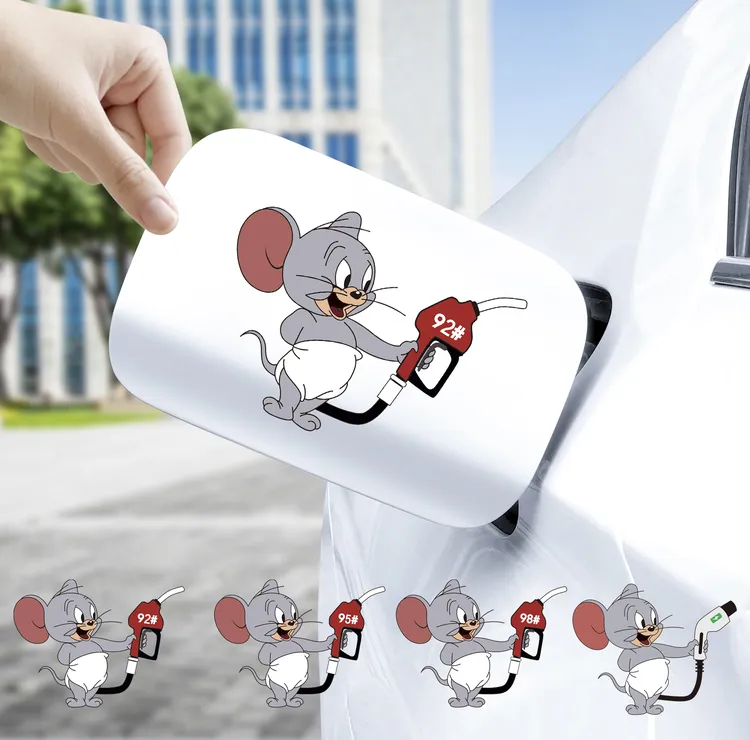 汽车贴纸个性小泰菲油箱盖卡通贴929598充电油号提示加油盖防水贴