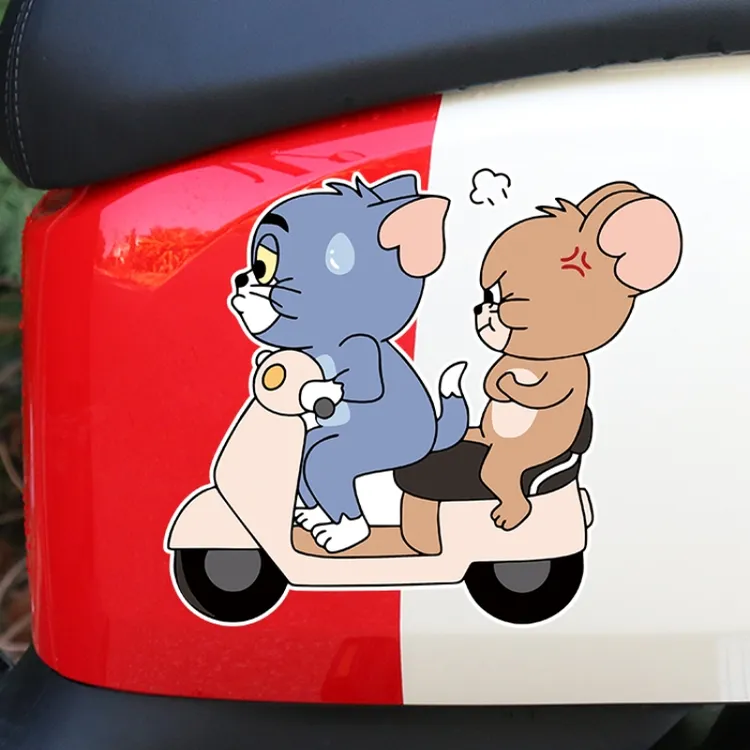 猫和老鼠电动车贴纸装饰可爱创意个性汽车划痕遮挡贴画摩托车防水