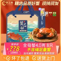 【活蟹现货】蟹艺舫老沈精品大闸蟹全母蟹4两8只礼盒装
