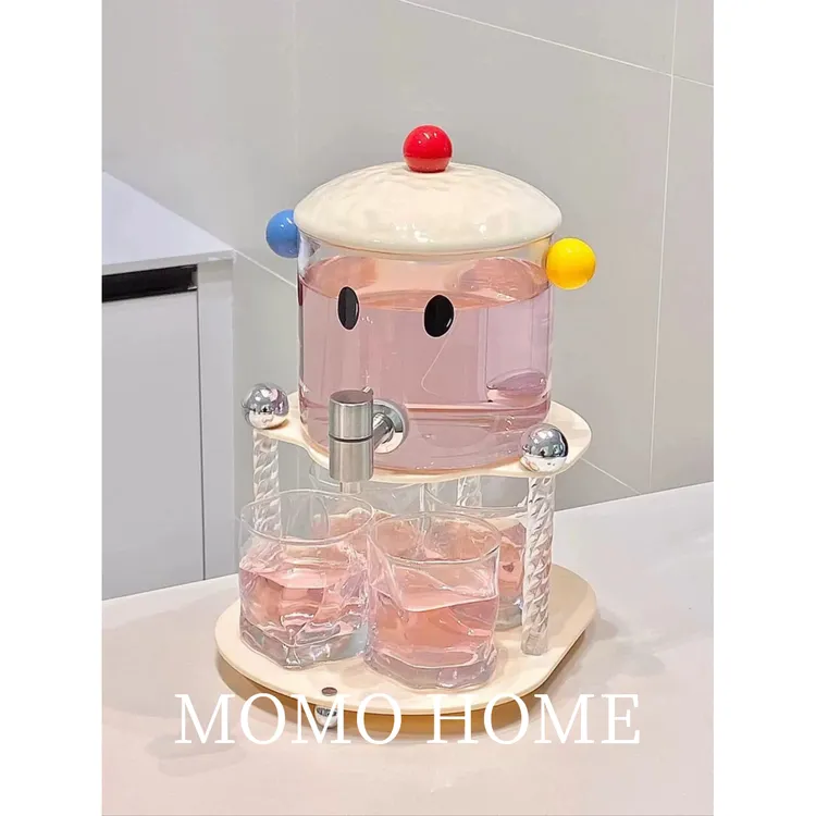 MOMO·玻璃桶冷水壶耐高温凉水壶家用大容量饮料桶带龙头可放冰箱 