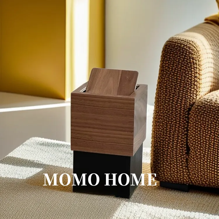 MOMO·北欧ins方形木质垃圾桶家用客厅卫生间高档家居软装搭配 · 