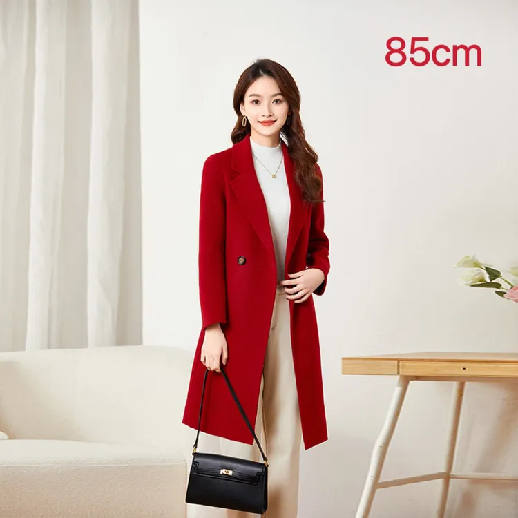 100%纯羊毛大衣中长款外套女神范秋冬季高端双面呢上衣毛呢外搭