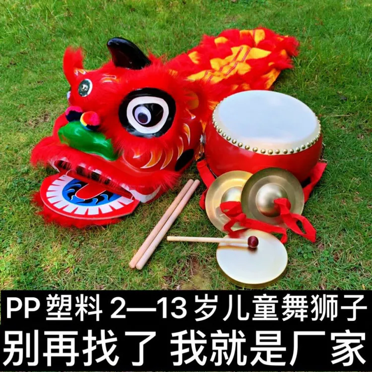 舞狮儿童舞狮子玩具舞狮头幼儿表演道具南狮舞狮子头套装塑料醒狮