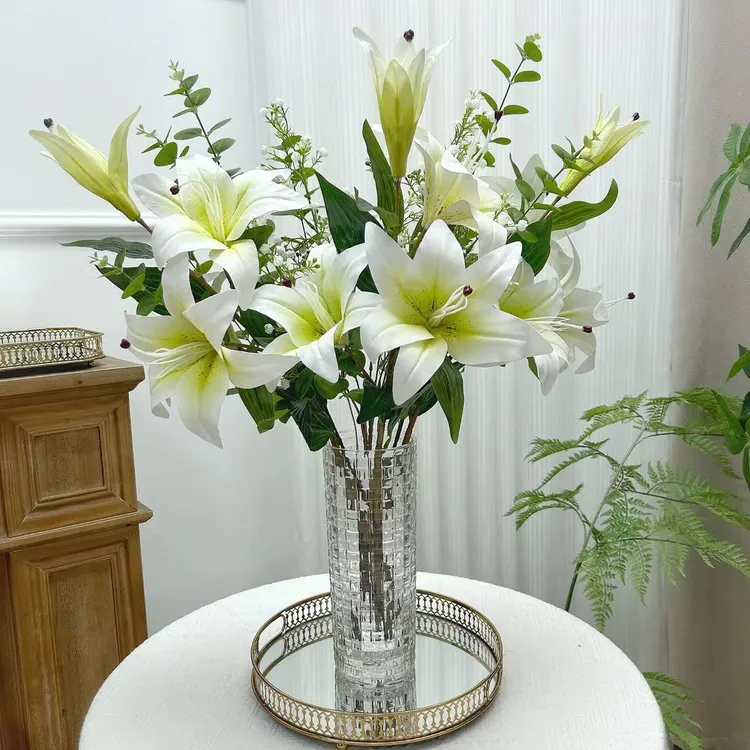 高品质百合花定制花束客厅家居摆件档装饰品假花仿真花高级感逼真
