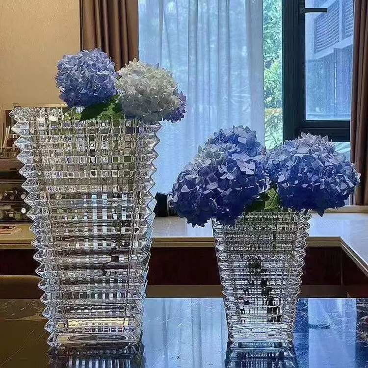 巴卡拉水晶玻璃透明花瓶水晶璀璨摆件鲜花插花富贵竹水培器皿客厅