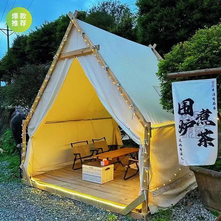 2025户外网红三角帐篷火锅火锅景区防雨民宿天台棚露营烧烤餐饮棚