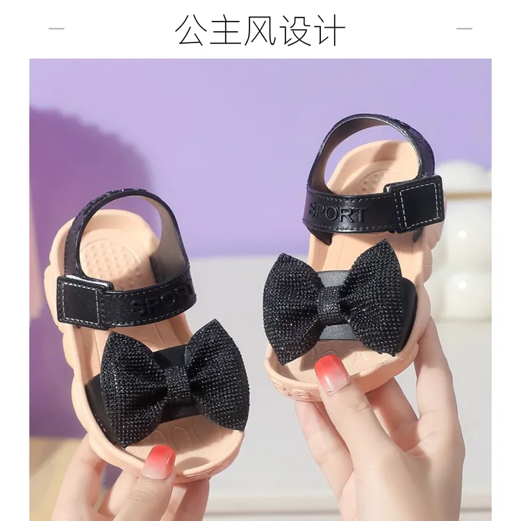 蝴蝶结儿童凉鞋女童夏季新款软底公主宝宝鞋子婴儿小童防滑学步鞋