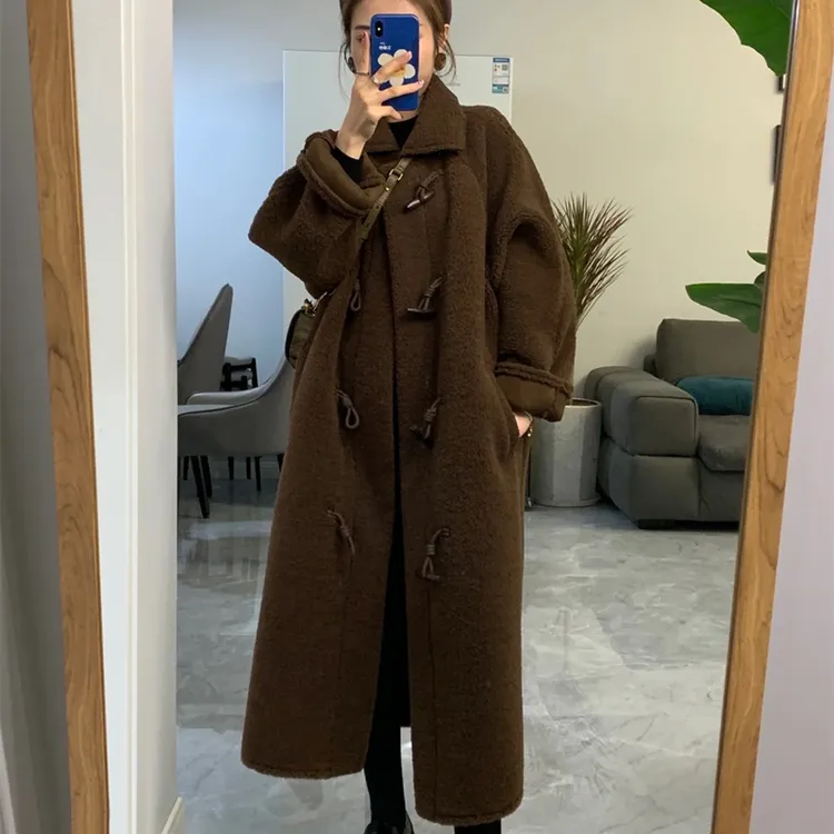 羊羔毛外套女冬季2024新款加厚长款皮毛一体毛绒环保皮草毛毛大衣