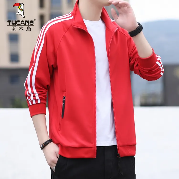 TUCANO/啄木鳥男士开衫三条杠长袖卫衣外套运动休闲立领衫情侣款