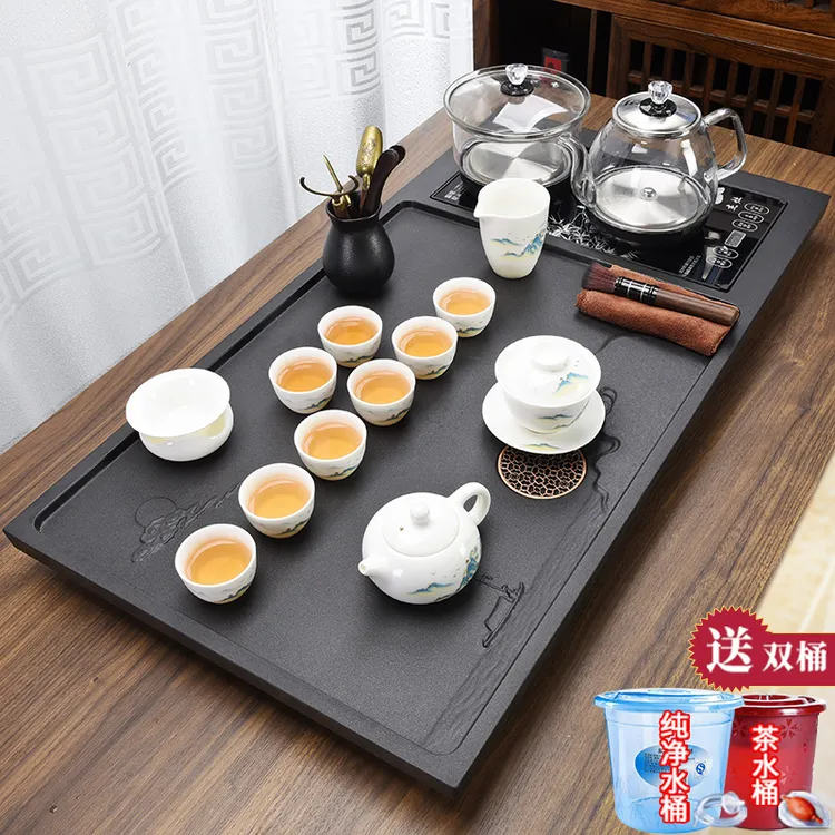 窑天下整块石头茶盘全自动茶具套装家用简约一体带烧水高档泡茶台