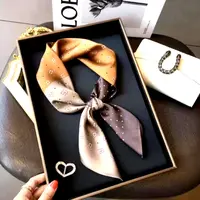 丽景缎70*70方巾高档气质丝巾夏季优雅披肩—拼色卡其-【焦糖】