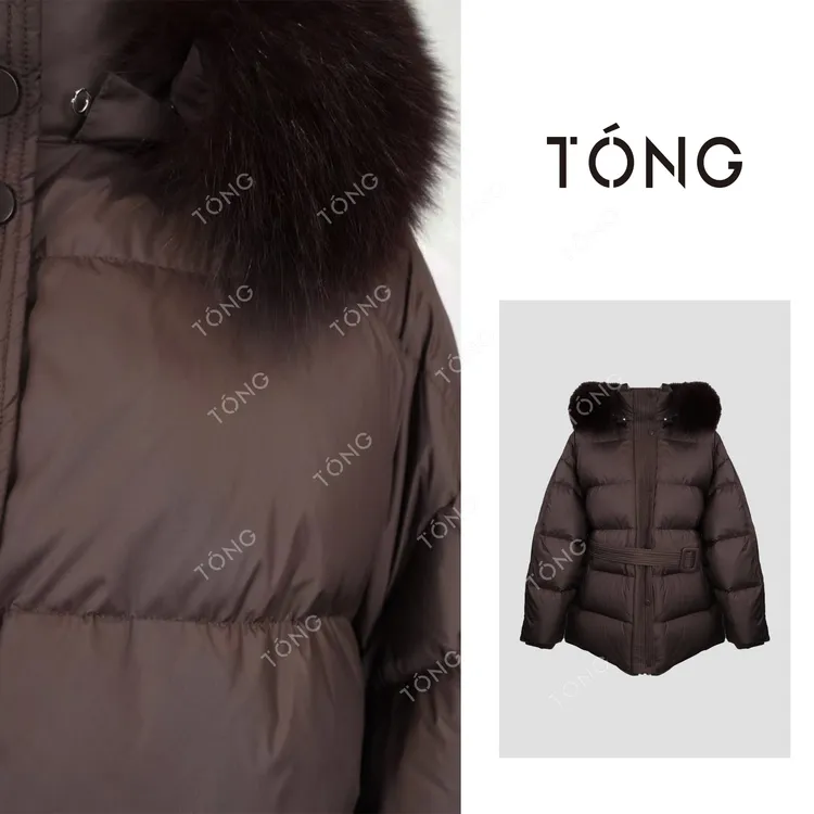 【慕野银川】90鹅绒韩版抗寒连帽可拆卸狐狸毛领羽绒服 GW150