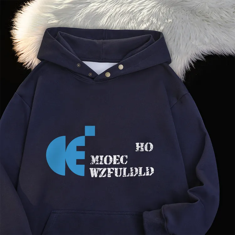 2024新款纽扣连帽印花卫衣女宽松百搭设计感三条杠长袖潮#T012910