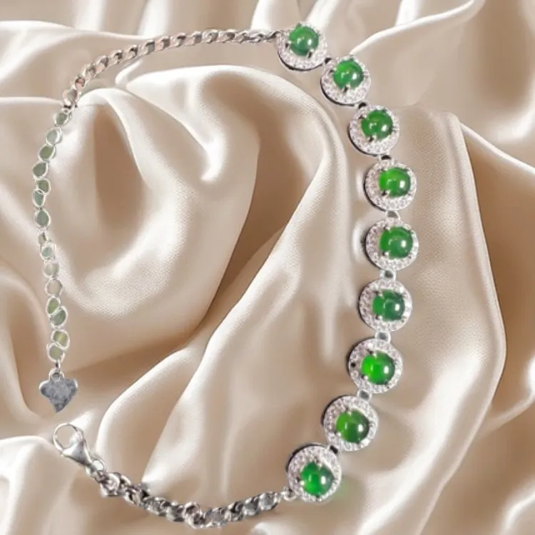 合金手链 气质简约轻奢时尚百搭绿色女士镶嵌欧美精致小众坠链