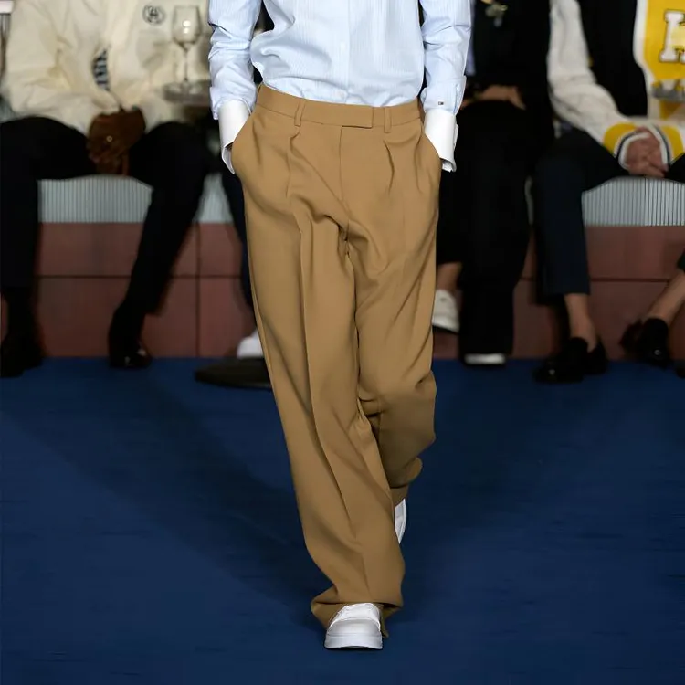 2025男士新款春秋垂感宽松直筒宽松西裤通勤男装高级感休闲裤子