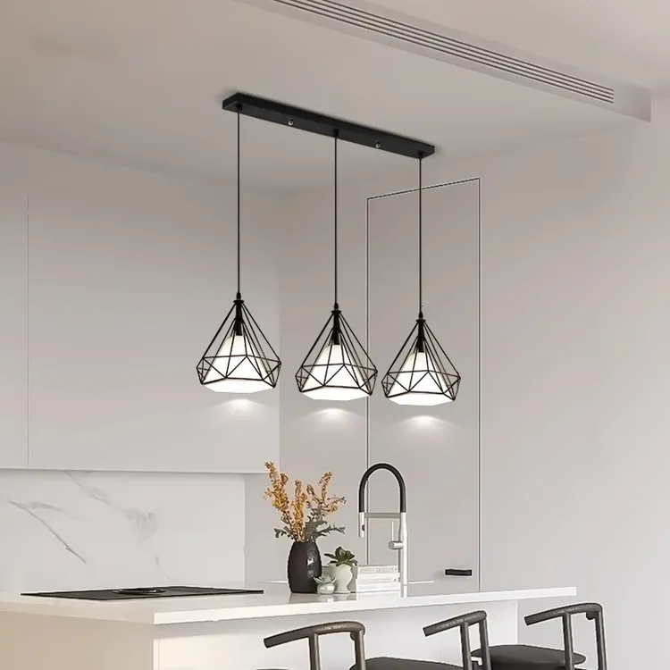 餐厅吊灯三头现代简约北欧轻奢饭厅餐桌灯吧台网红灯具2024年新款