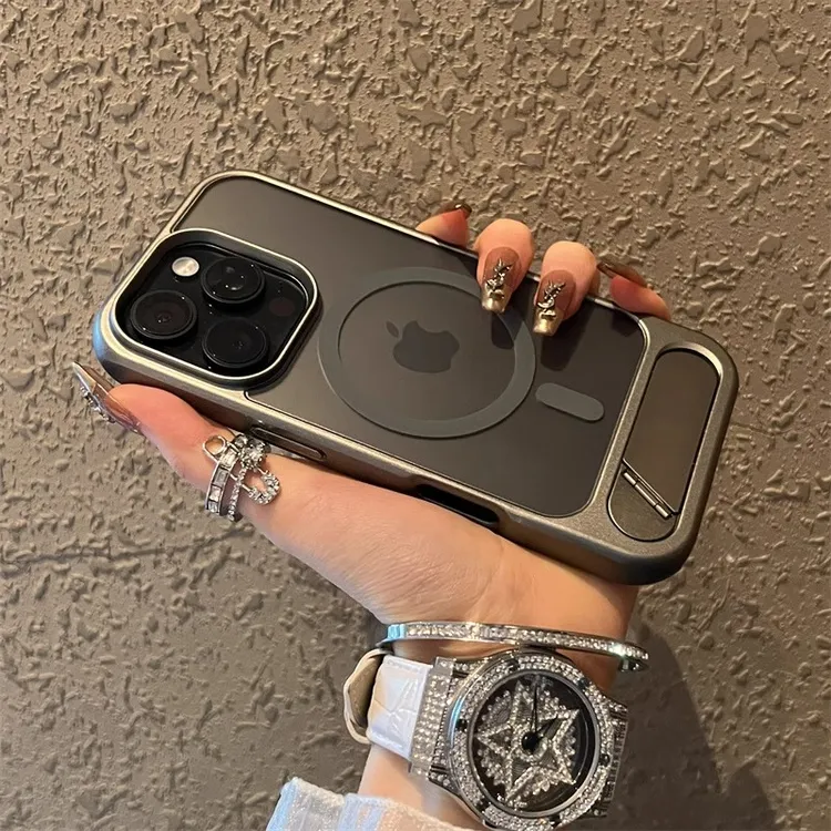 磁吸金属支架适用苹果16promax手机壳iphone15高级感硅胶防摔男女