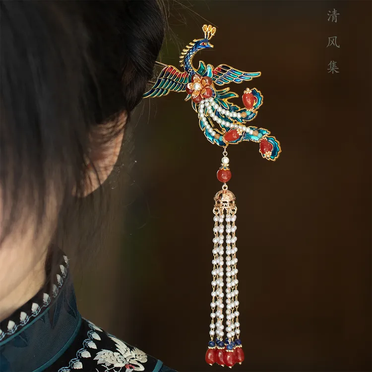 原创设计古风汉服发簪流苏步摇凤凰发钗婚嫁头饰