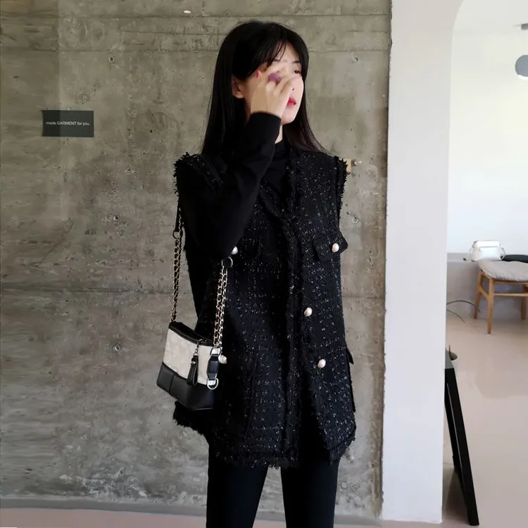 小香风马甲女春秋新款气质百搭韩版宽松显瘦名媛洋气时尚外搭马夹
