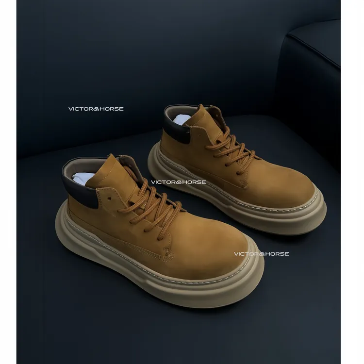 【超百搭】秋冬男鞋减震耐磨防滑厚底休闲马丁靴英伦风2151男士男生