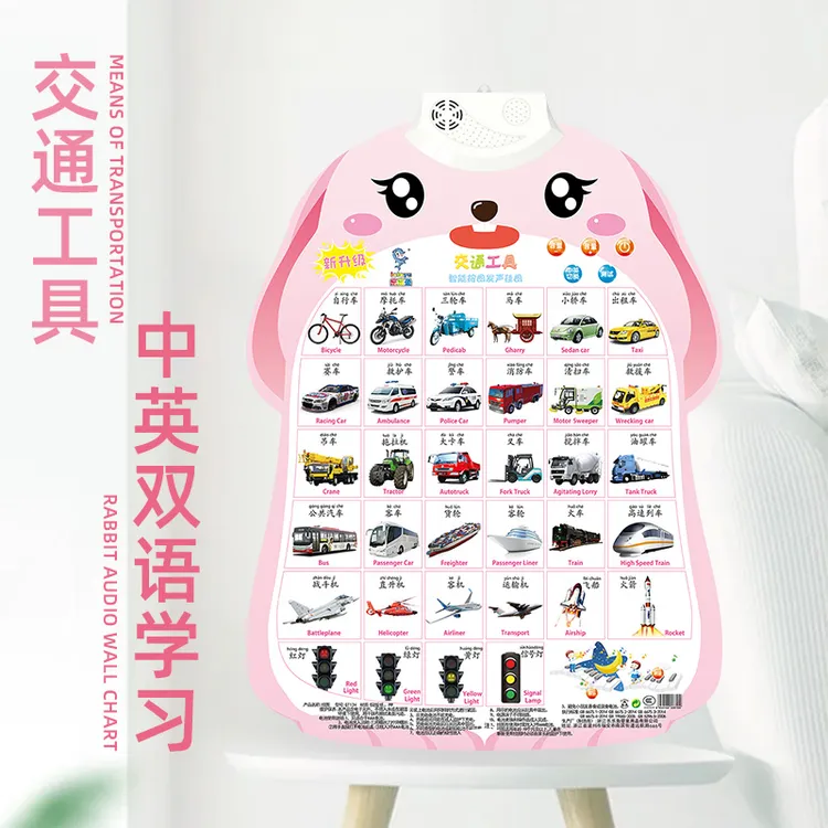 儿童交通工具有声挂图宝宝启蒙发声墙贴飞机轮船汽车识物墙挂认知